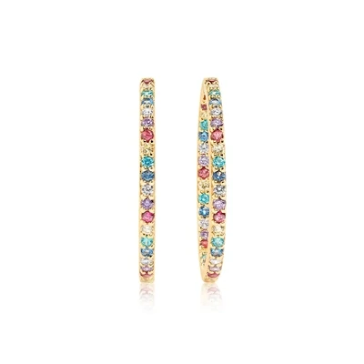 Sif Jakobs E1790-XCZ(YG) Women's 18k Gold-plated Multicoloured Zirconia Bovalino Hoop Earrings