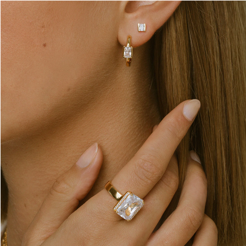 Sif Jakobs E42254 Women's Hoop Earrings w/ Square CZ