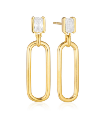 Sif Jakobs E42256-CZ-YG Women's Gold Dangle Earring W/ CZ
