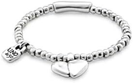 UNOde50 PUL1716MTL000U Sterling Silver Bead w/ Heart Pendant Bracelet - Romeo