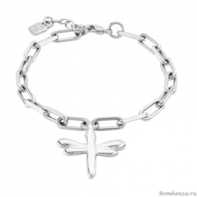 UNOde50 PUL2042MTL000M Sterling Silver Paperclip Chain & Dragonfly Charm Bracelet - Freedom