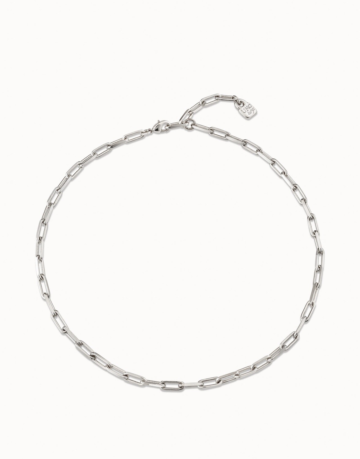 UNOde50 COL1608MTL0000U Sterling Silver Short Paperclip Link Necklace