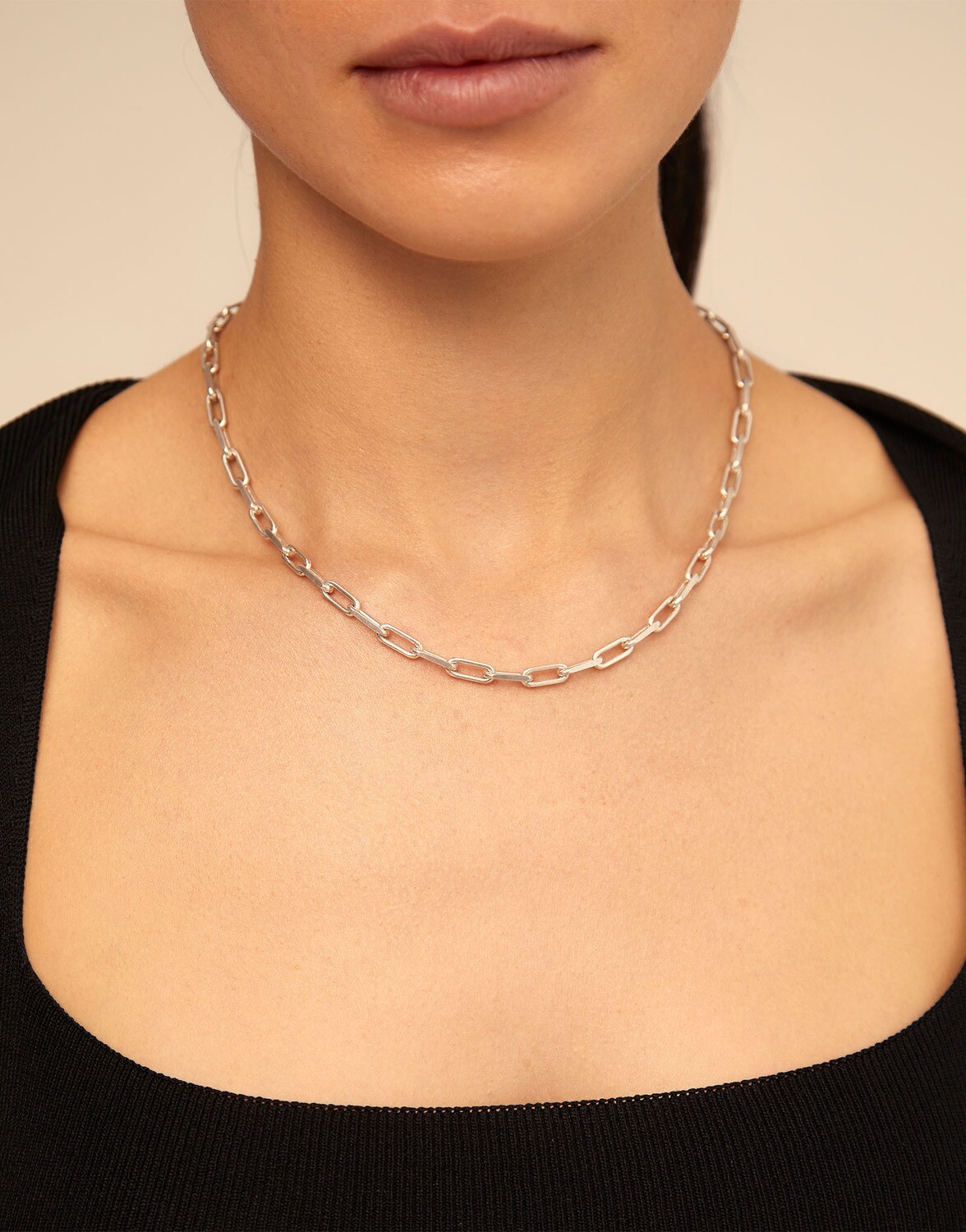 UNOde50 COL1608MTL0000U Sterling Silver Short Paperclip Link Necklace