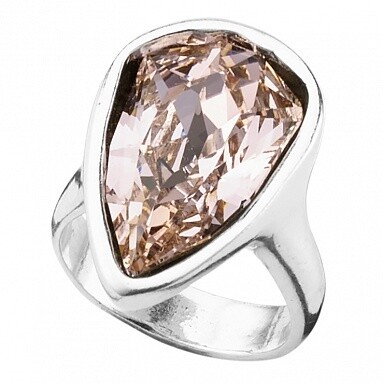 UNOde50 ANI0578RSAMTL0M Sterling Silver & Light Pink Teardrop Crystal Ring
