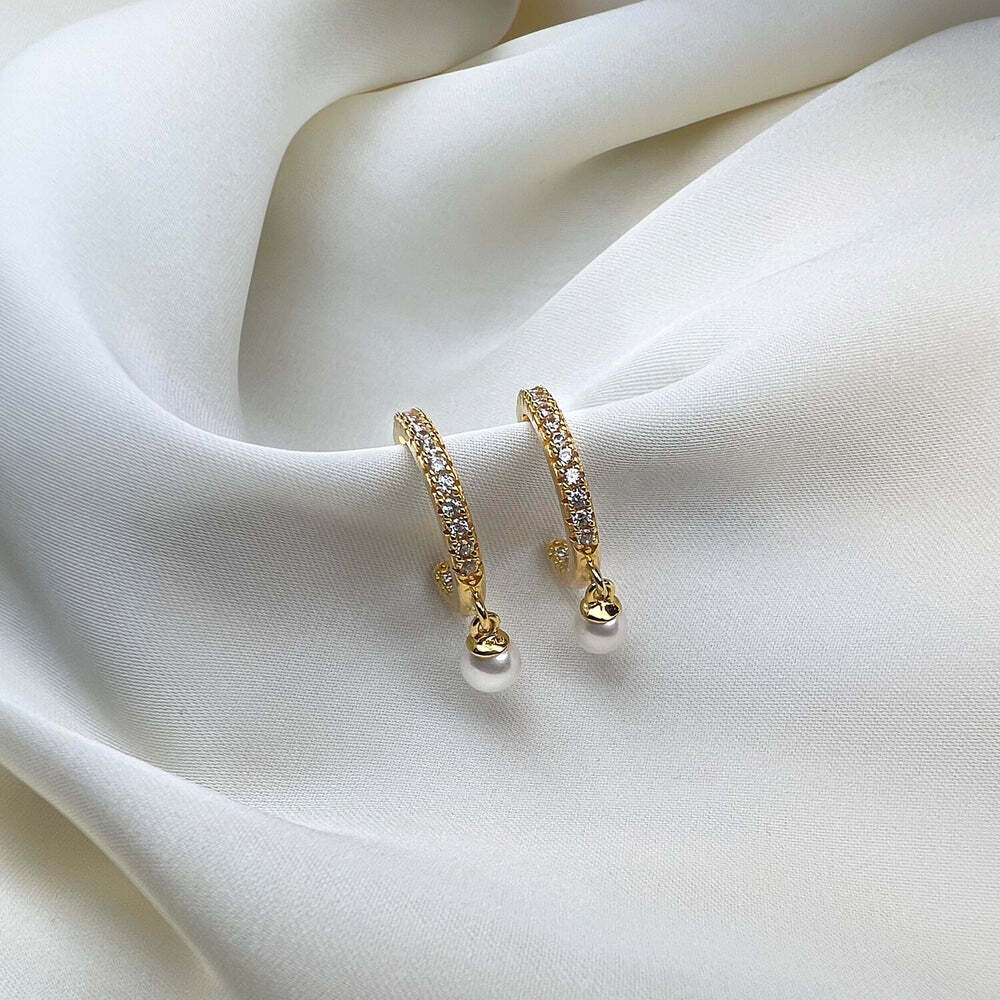 Sif Jakobs E12280CZ-SG Women's 18kt Gold Plated Ellera Perla Medio Earrings