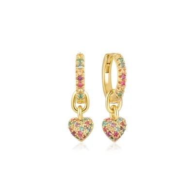 Sif Jakobs E72352-XCZ-YG Caro Gold Multi Color CZ Heart Dangle Earrings