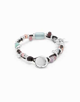 UNOde50 PUL1732MCLMTL0M Sterling Silver w/ Dragonflies, Blue, Peach & Lilac Beads Bracelet - Only Her