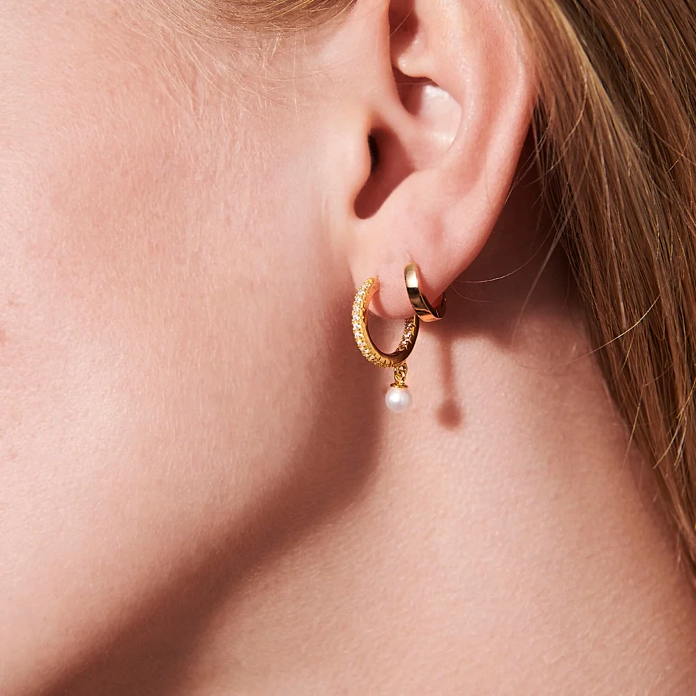 Sif Jakobs E12280CZ-SG Women's 18kt Gold Plated Ellera Perla Medio Earrings