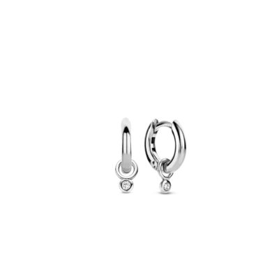 Ti Sento 7868ZI Earrings Silver Small Hoops Dangle Crystal