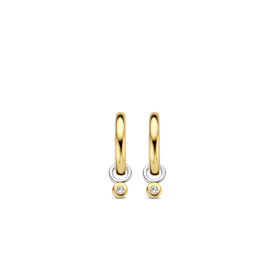 Ti Sento 7868ZY Earrings Small Gold Hoops Crystal Dangle Stone