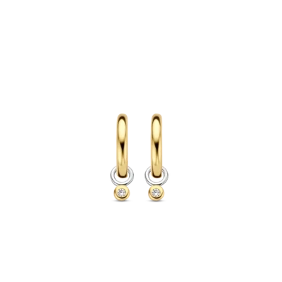 Ti Sento 7868ZY Earrings Small Gold Hoops Crystal Dangle Stone
