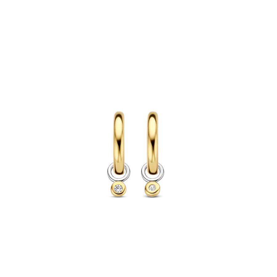 Ti Sento 7868ZY Earrings Small Gold Hoops Crystal Dangle Stone