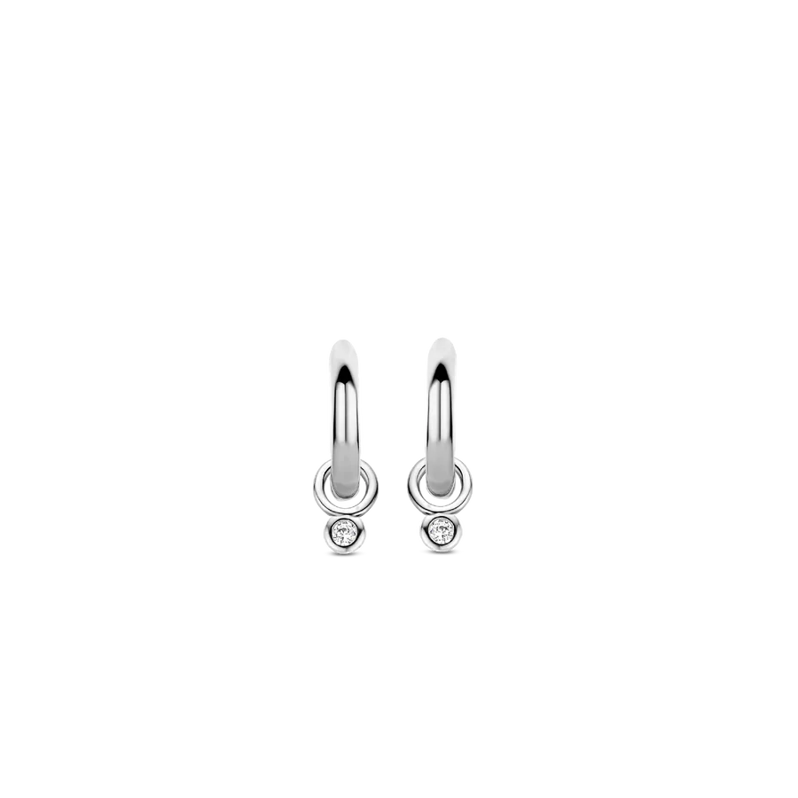 Ti Sento 7868ZI Earrings Silver Small Hoops Dangle Crystal