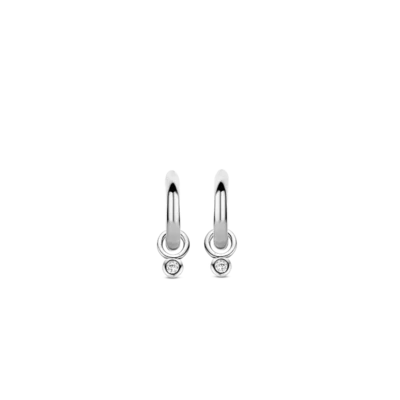 Ti Sento 7868ZI Earrings Silver Small Hoops Dangle Crystal