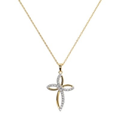 Bronzallure WSBZ01593Y.Y 18Kt Plated Gold Forzatina Necklace W/Cross