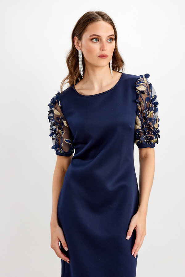 Frank Lyman 248319 Women's 1/2 SLV Knit Dress – Midnight- Gold