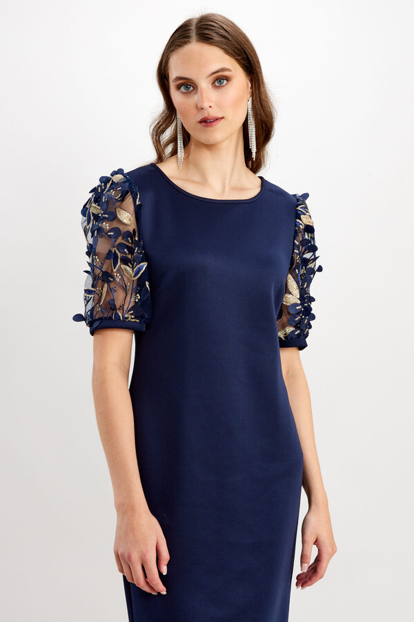 Frank Lyman 248319 Women's 1/2 SLV Knit Dress – Midnight- Gold