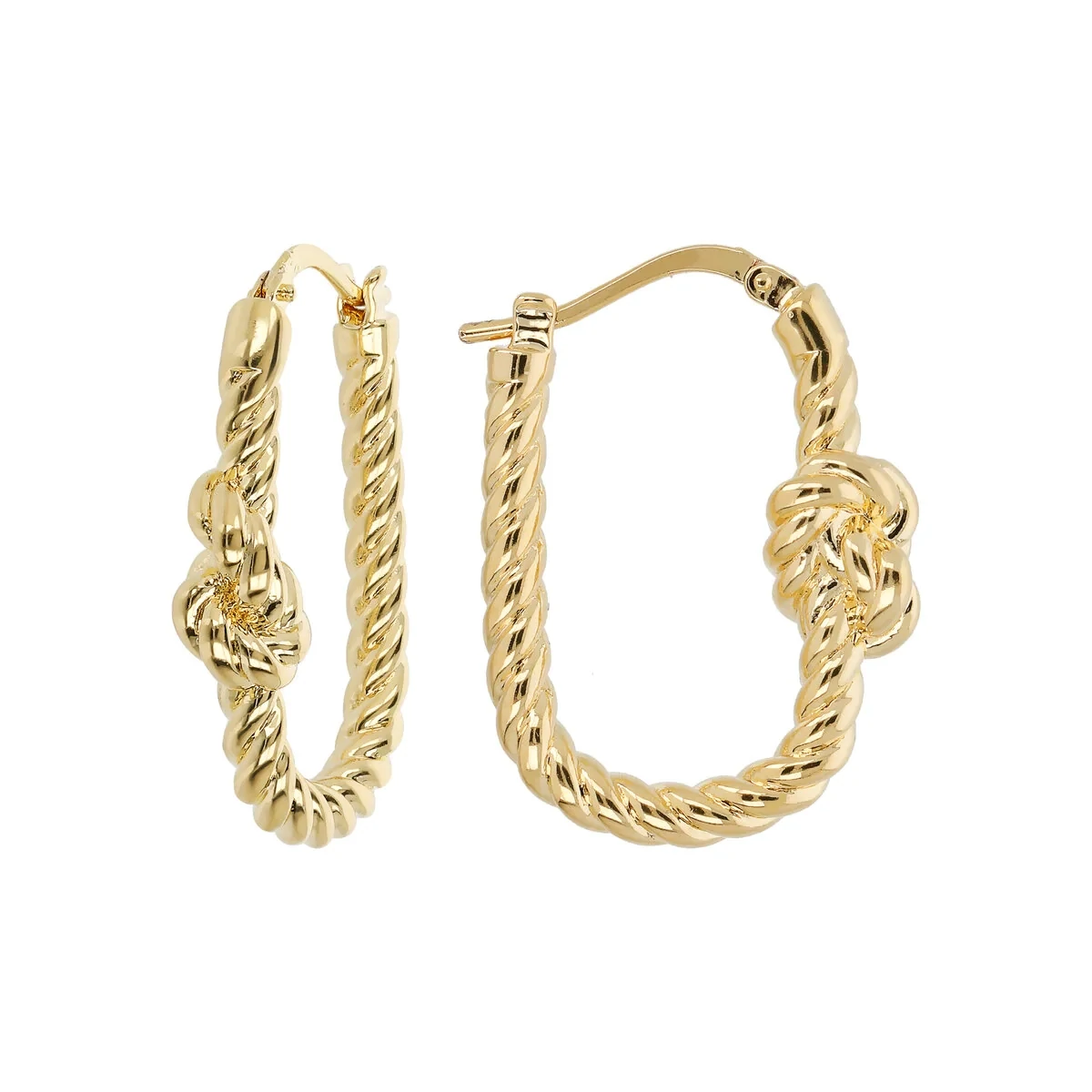 Etrusca WSET00731.YG Women’s 18Kt Plated Gold Oval Hoop Earrings w/ Knot