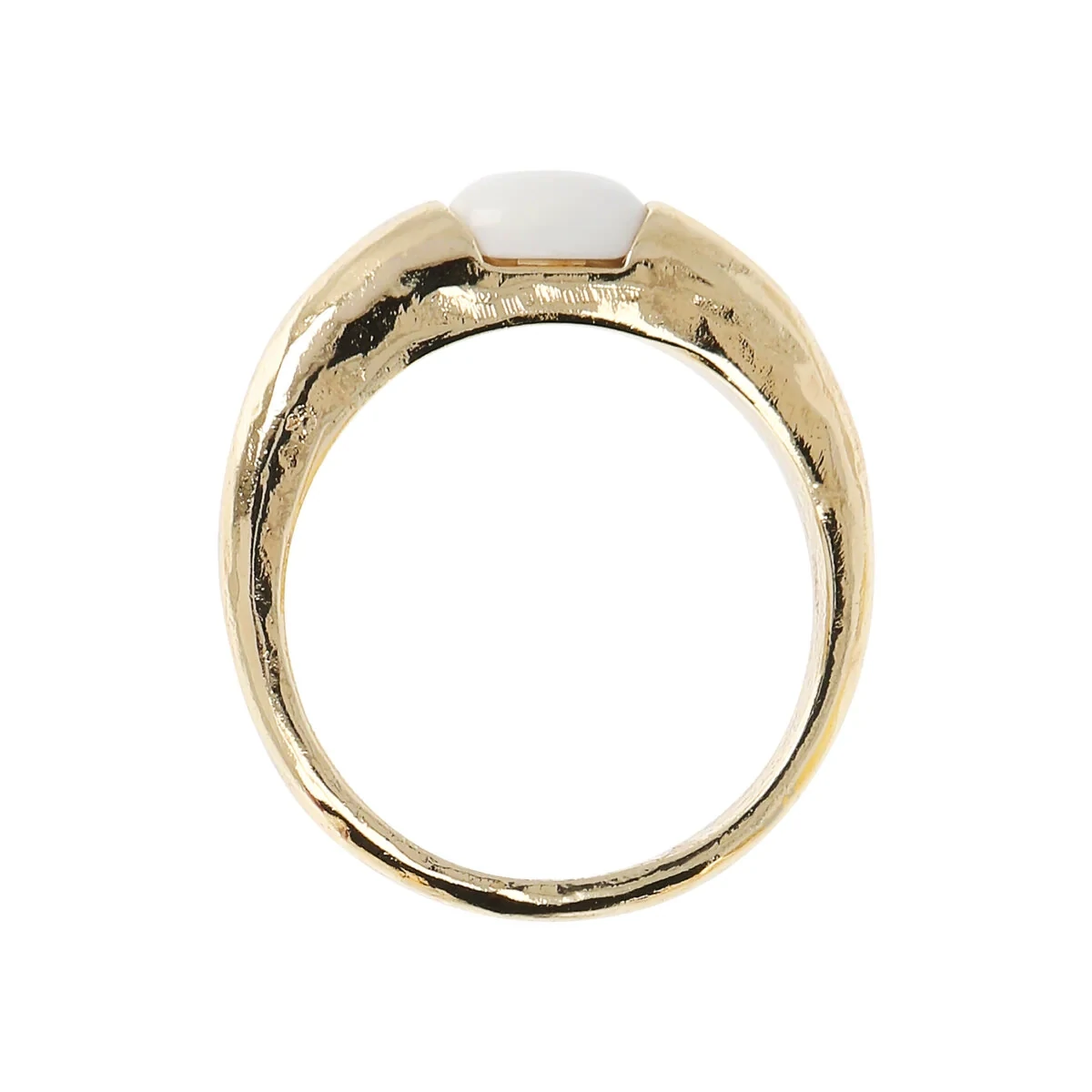 Etrusca WSET00684.WA Golden Hammered Ring with Oval Briolette 18Kt Plated