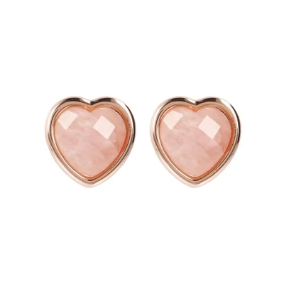Bronzallure WSBZ01563.PM Golden Rose Heart Earrings 18Kt Plated/ PINK