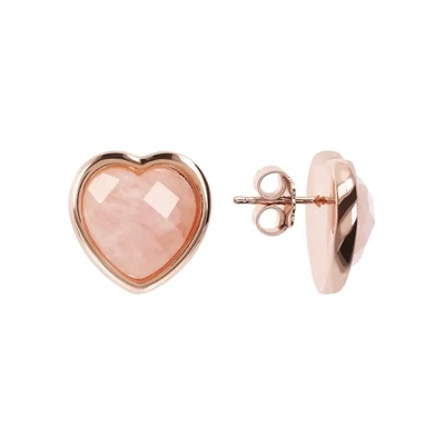 Bronzallure WSBZ01563.PM Golden Rose Heart Earrings 18Kt Plated/ PINK