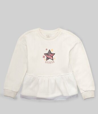 Guess K3BQ04KAV34 Girl's Long Sleeve Sweater w/ Mesh Detail