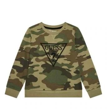 Guess L1YQ05KA6R0, Kids, Boys, Army Print Long Sleeve T-Shirt