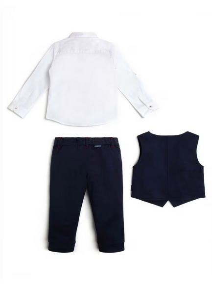 Guess N2BG13KBHO0 Boy's Vest, Dress Shirt & Pants Set 3PC – Smart Blue