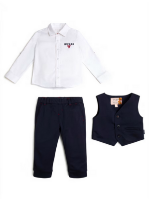 Guess N2BG13KBHO0 Boy's Vest, Dress Shirt & Pants Set 3PC – Smart Blue