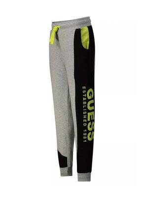 Guess N2YQ12KA6R0 Boy’s Joggers – Grey & Yellow Combo