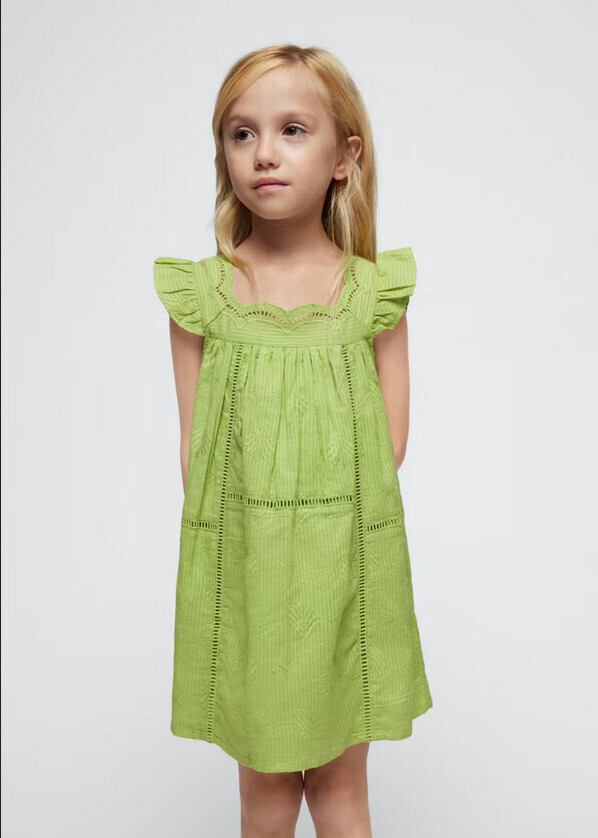 Mayoral 3930 Girl's Cap Sleeve Embroidered Dress