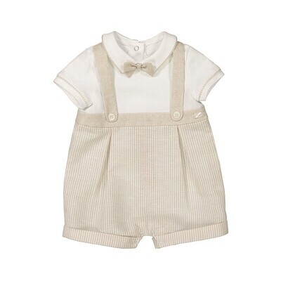 Mayoral 1636 Baby Boy's Short Sleeve Stripe Romper w/ Suspenders