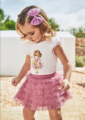 Mayoral 1005/1981 Baby Girl's Short Sleeve Fairy T-Shirt & Tulle Skirt Set 2PC