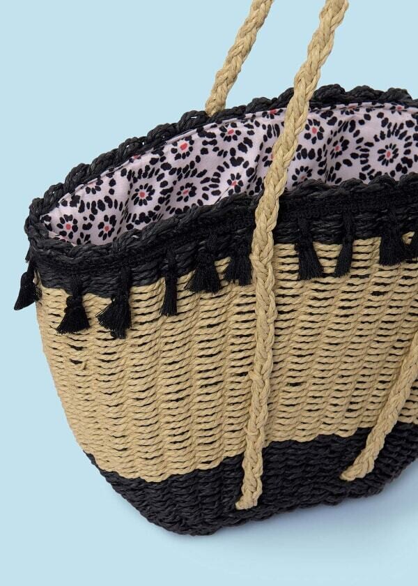 Mayoral 10748 Girl's OS Raffia Bag – Negro