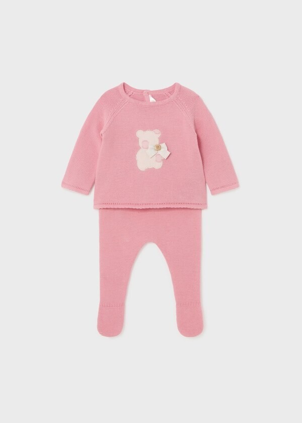 Mayoral 1528 Baby Girl's Long Sleeve Knit Top & Footed Pants Set 2PC