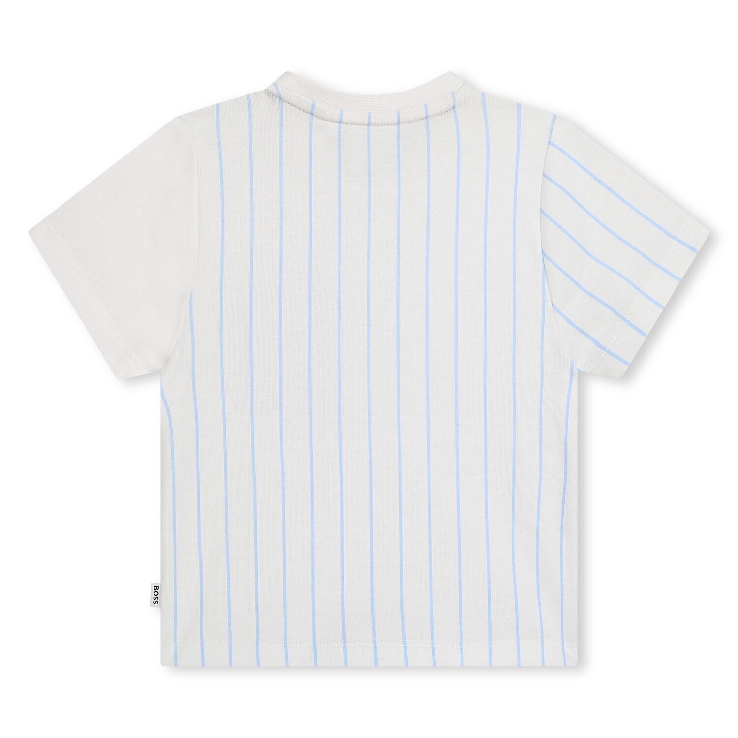 Hugo Boss J50606/10P Boy's Short Sleeve Striped T-Shirt w/ Pocket – White