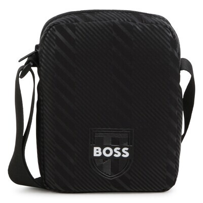 Hugo Boss J50968/09B Men's OS Crest Logo Satchel Bag/ BLACK