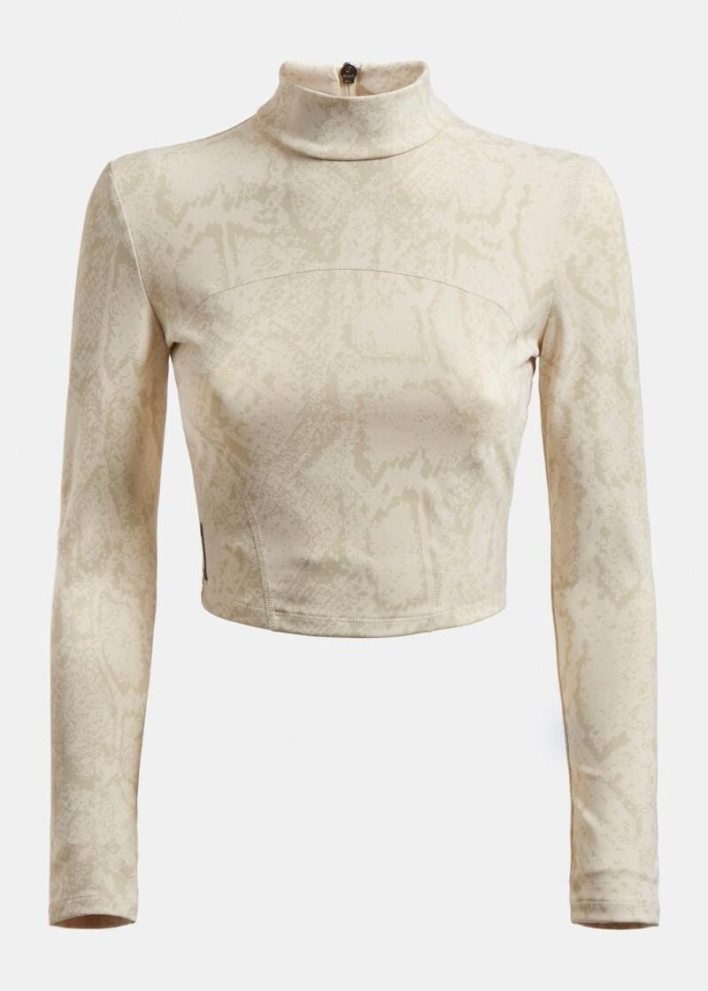 Guess O1BA43MC04N Women’s Long Sleeve Erin Crop Top – Python Light Combo