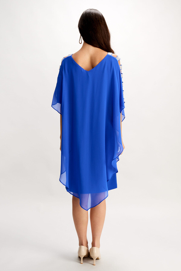 Frank Lyman 248297 Women's Cut-Out Shoulder Chiffon Dress – Azure