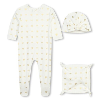 Michael Kors R30066 Baby Girl's Footie, Hat, & Cloth Set