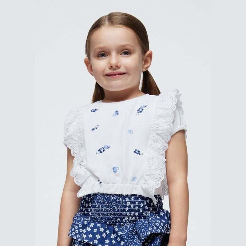 Mayoral 3088 Girl's SS Ruffle Top/