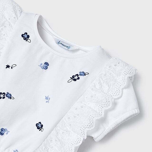 Mayoral 3088 Girl's Short Sleeve Ruffle Top