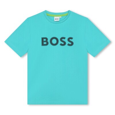 Hugo Boss J50771/043 Boy's Short Sleeve BOSS Logo T-Shirt – Flint Blue
