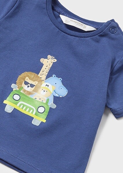 Mayoral 1223 Baby Boy's Short Sleeve Safari T-Shirt & Plaid Shorts Set 2PC