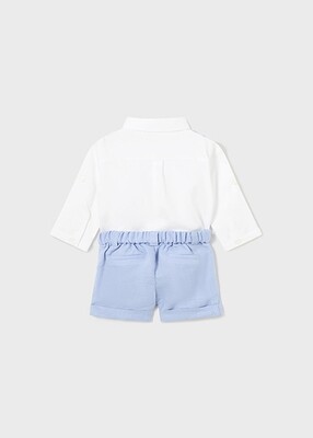 Mayoral 1220 Baby Boy's Ls Linen Vest Shirt & Shorts Set 2PC/