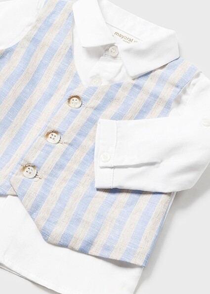Mayoral 1220 Baby Boy's Ls Linen Vest Shirt & Shorts Set 2PC