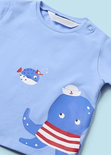 Mayoral 1620 baby boys sea-themed shirt, trunks and hat – Atlantis