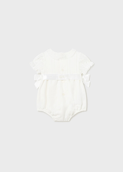 Mayoral 1630 Baby Girl's Short Sleeve Dressy Lace Onesie + Belt