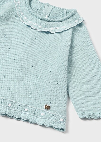 Mayoral 1528 Baby Girl's Long Sleeve Knit Top & Footed Pants Set 2PC