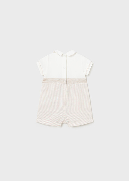 Mayoral 1636 Baby Boy's Short Sleeve Stripe Romper w/ Suspenders